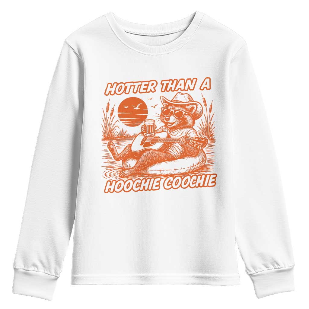 Funny Hotter Than A Hoochie Coochie Youth Sweatshirt Summer Racoon Music - Wonder Print Shop