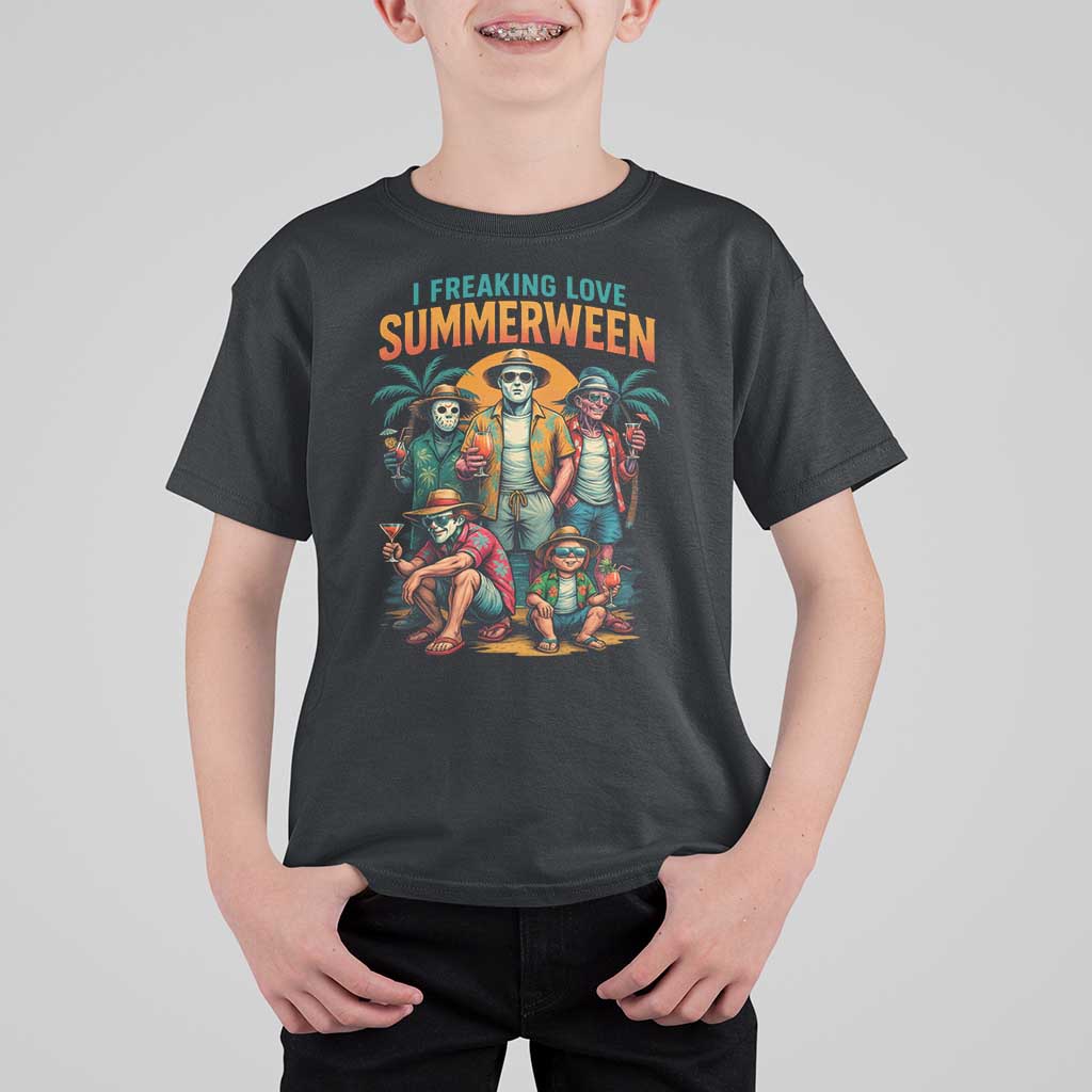 Funny I Freaking Love Summerween T Shirt For Kid Horror Halloween Summer - Wonder Print Shop