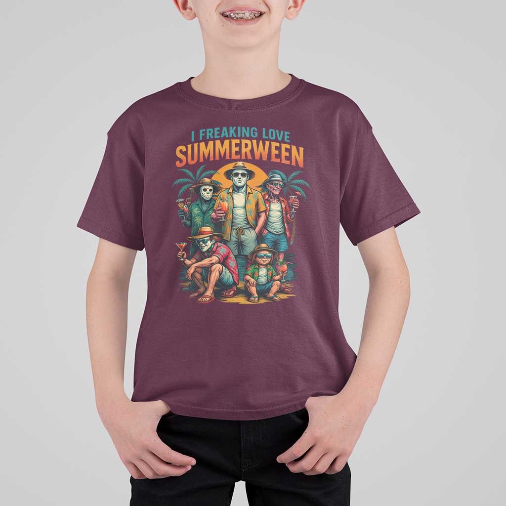Funny I Freaking Love Summerween T Shirt For Kid Horror Halloween Summer - Wonder Print Shop