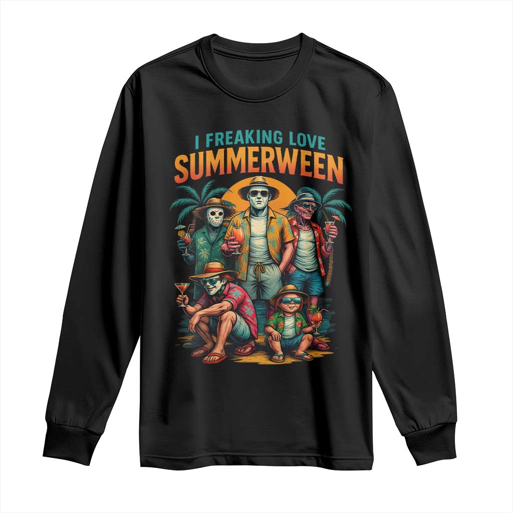 Funny I Freaking Love Summerween Long Sleeve Shirt Horror Halloween Summer - Wonder Print Shop