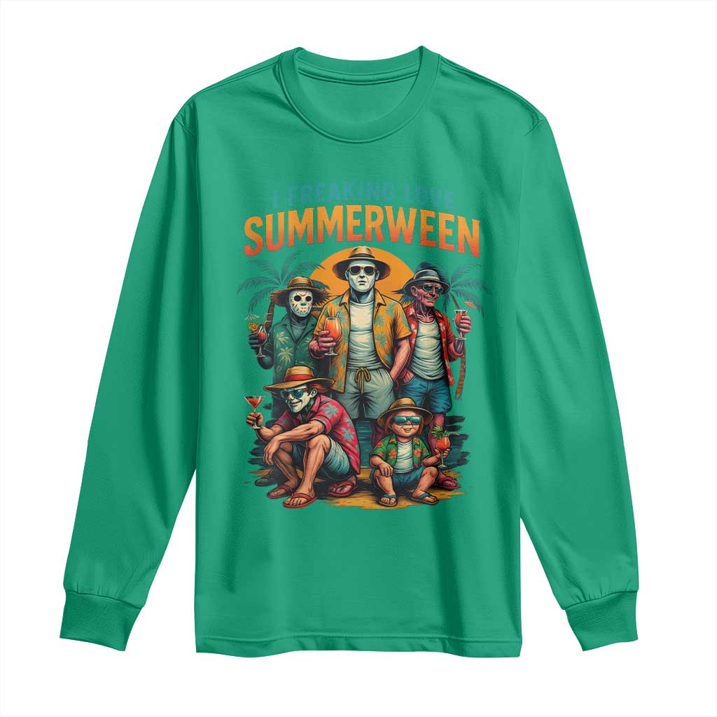 Funny I Freaking Love Summerween Long Sleeve Shirt Horror Halloween Summer - Wonder Print Shop
