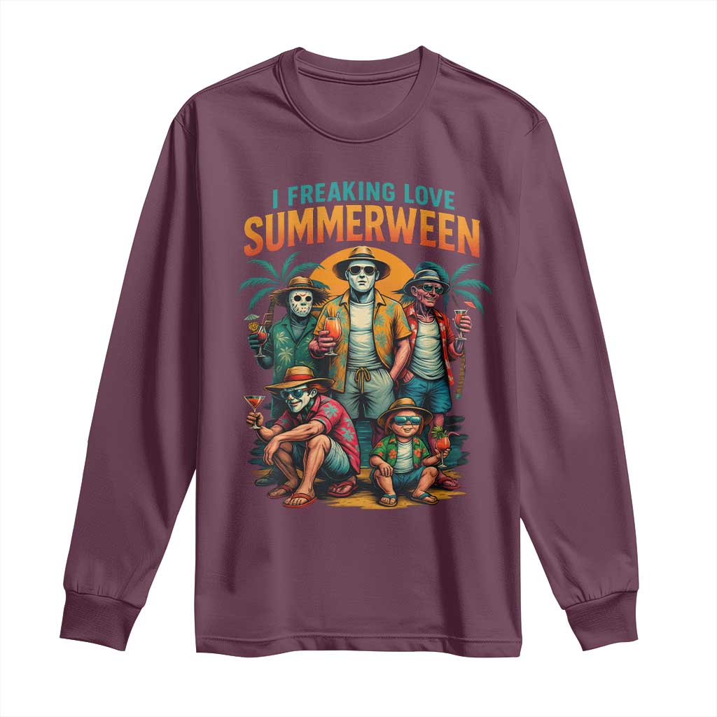 Funny I Freaking Love Summerween Long Sleeve Shirt Horror Halloween Summer - Wonder Print Shop