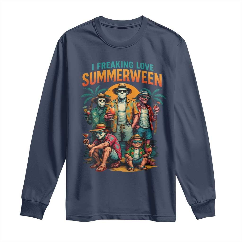 Funny I Freaking Love Summerween Long Sleeve Shirt Horror Halloween Summer - Wonder Print Shop