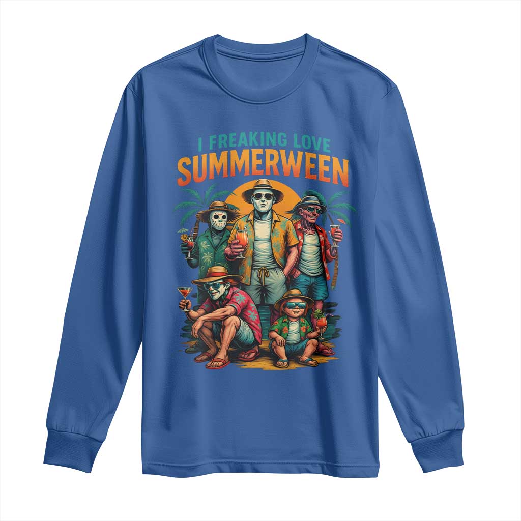 Funny I Freaking Love Summerween Long Sleeve Shirt Horror Halloween Summer - Wonder Print Shop