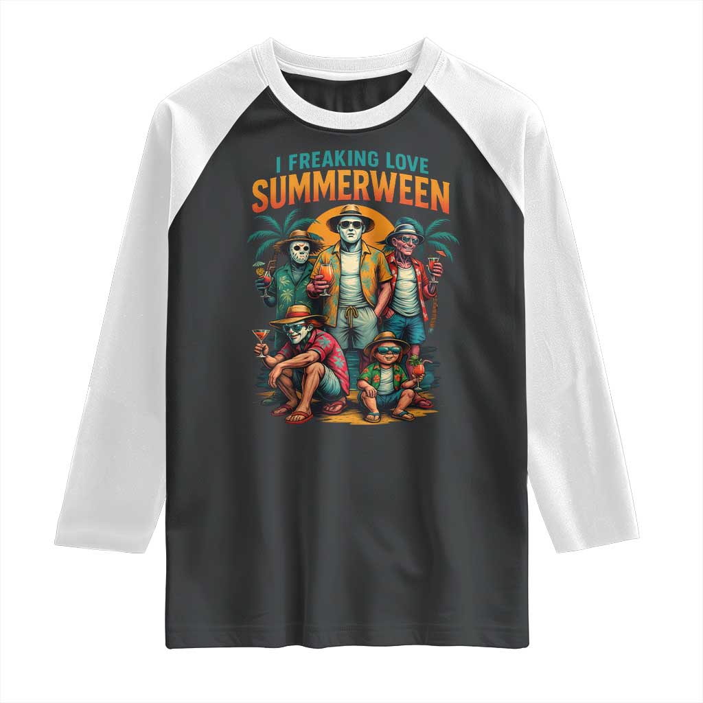 Funny I Freaking Love Summerween Raglan Shirt Horror Halloween Summer - Wonder Print Shop