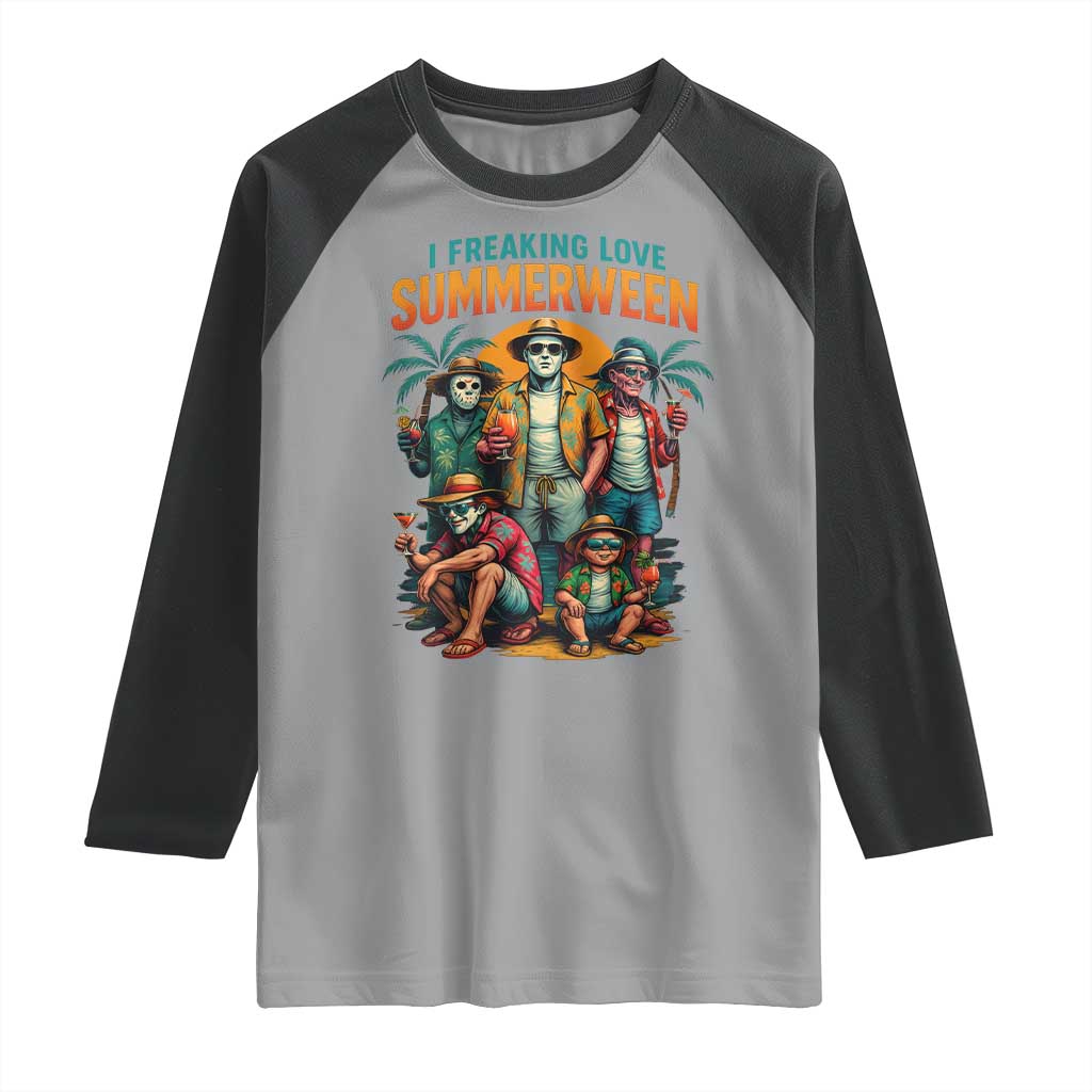 Funny I Freaking Love Summerween Raglan Shirt Horror Halloween Summer - Wonder Print Shop