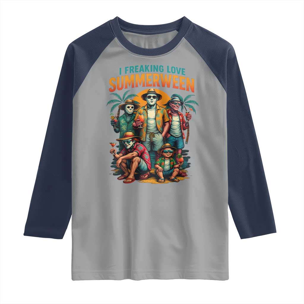 Funny I Freaking Love Summerween Raglan Shirt Horror Halloween Summer - Wonder Print Shop