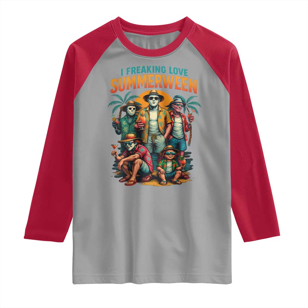 Funny I Freaking Love Summerween Raglan Shirt Horror Halloween Summer - Wonder Print Shop