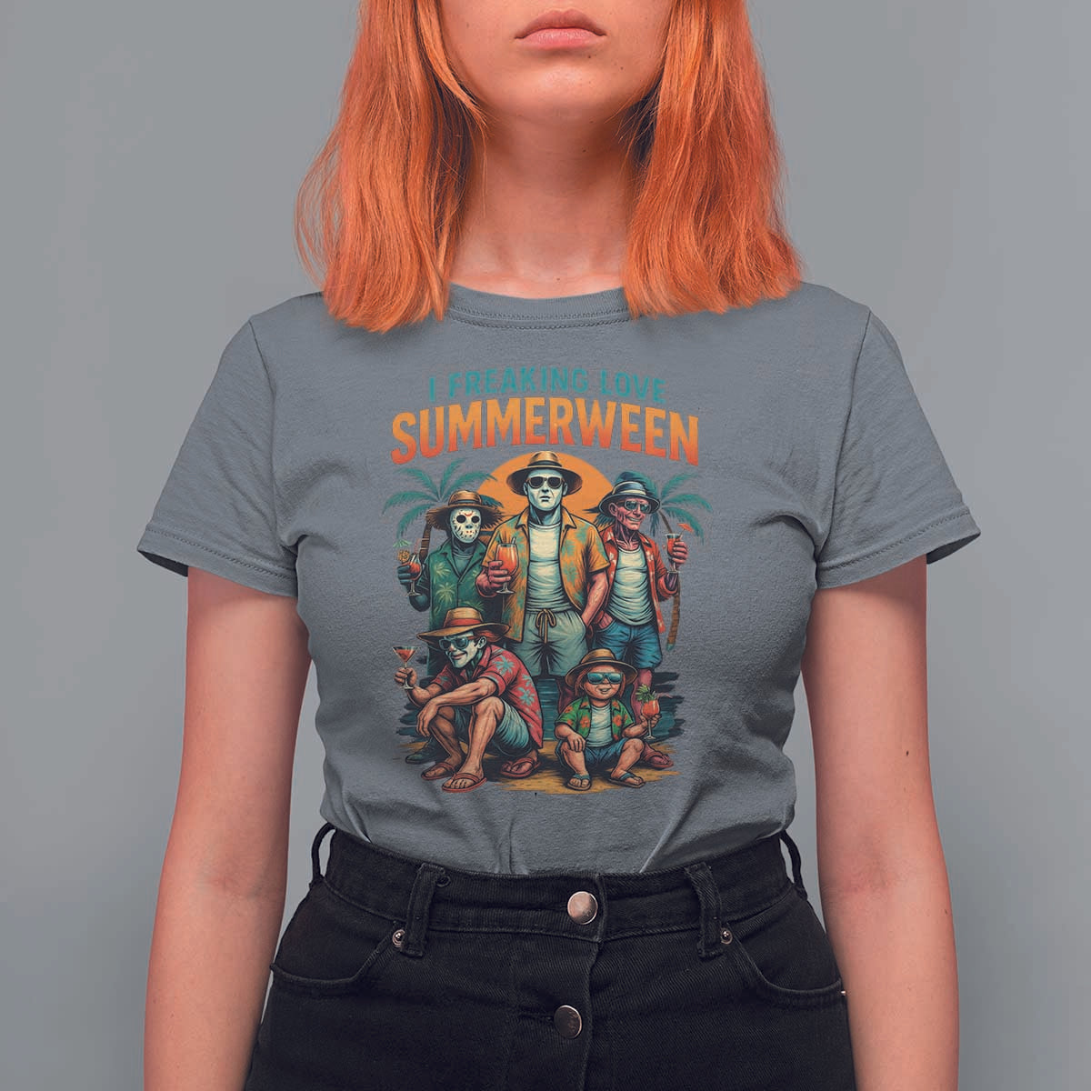 Funny I Freaking Love Summerween T Shirt For Women Horror Halloween Summer - Wonder Print Shop
