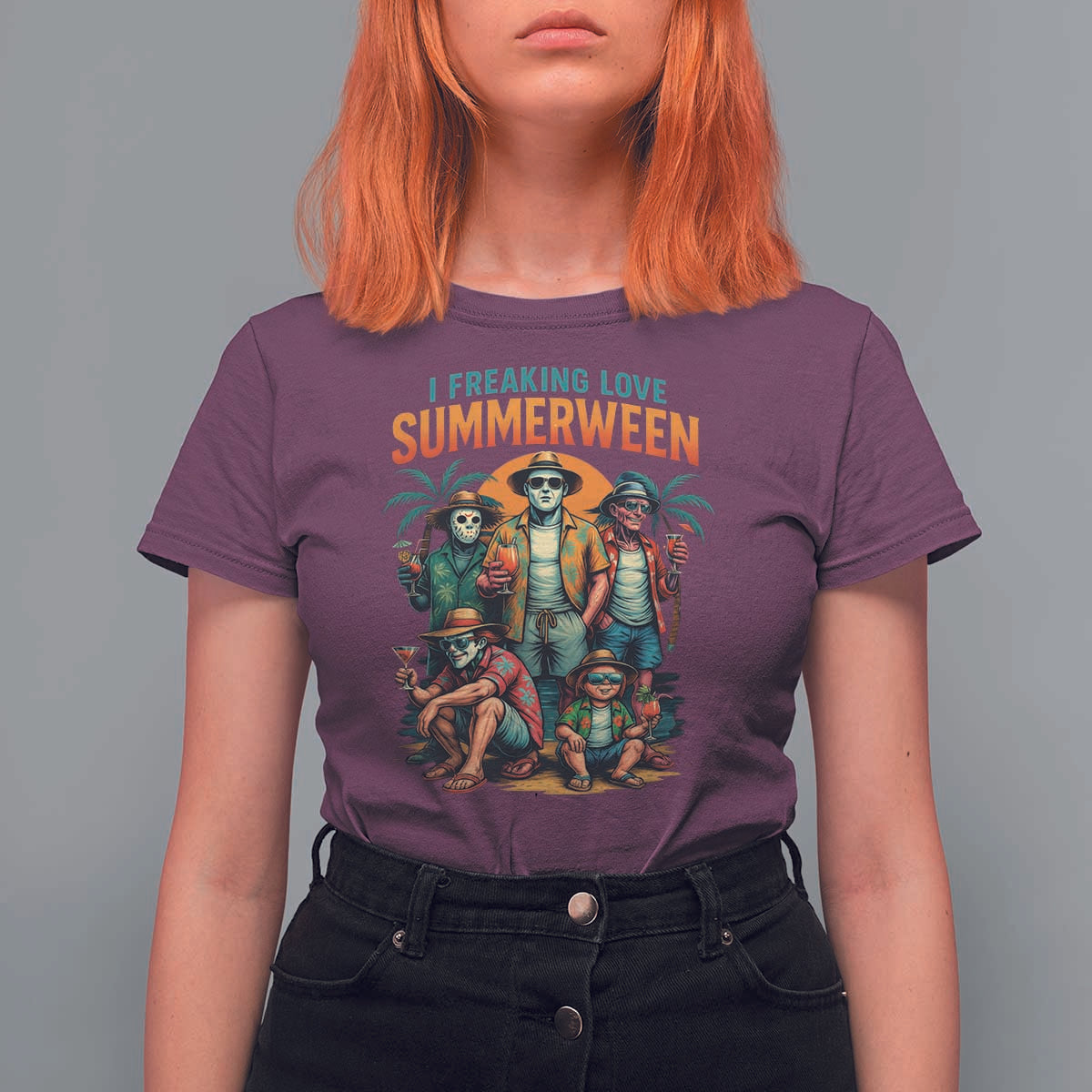 Funny I Freaking Love Summerween T Shirt For Women Horror Halloween Summer - Wonder Print Shop