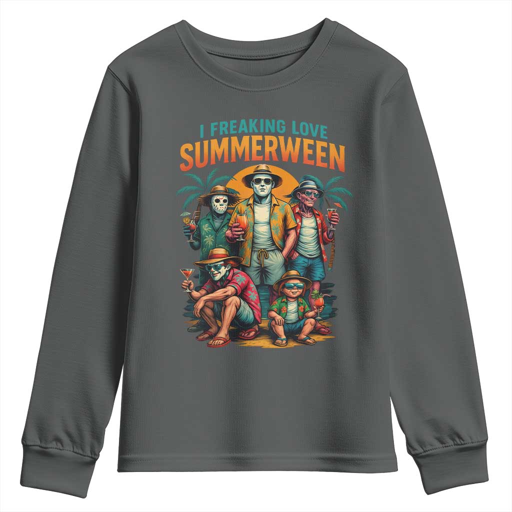 Funny I Freaking Love Summerween Youth Sweatshirt Horror Halloween Summer - Wonder Print Shop