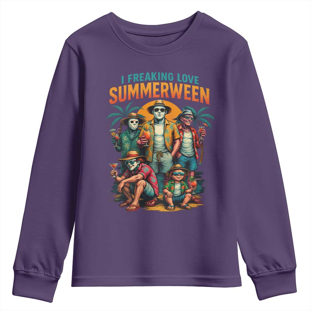 Funny I Freaking Love Summerween Youth Sweatshirt Horror Halloween Summer - Wonder Print Shop