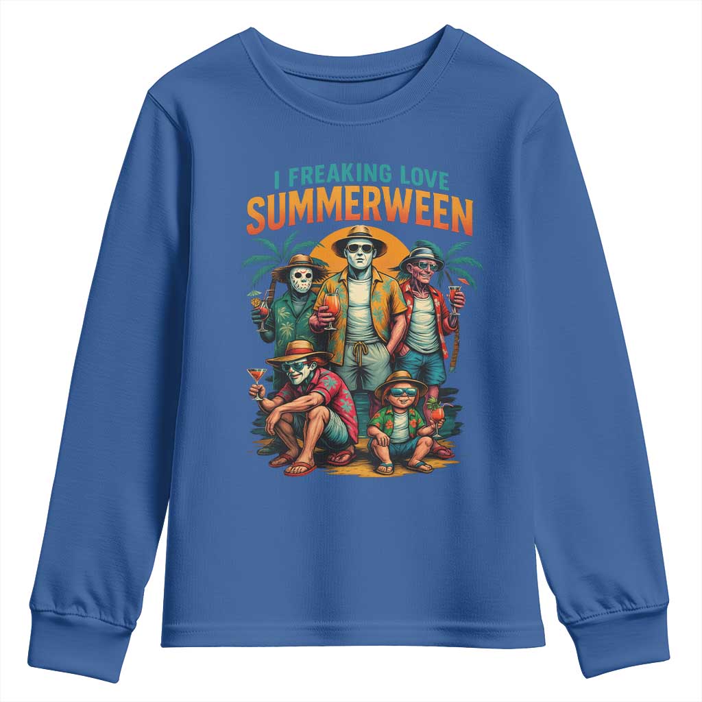 Funny I Freaking Love Summerween Youth Sweatshirt Horror Halloween Summer - Wonder Print Shop