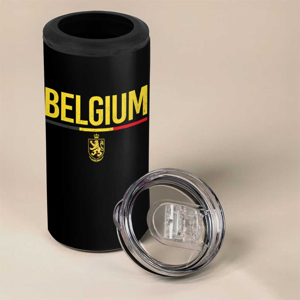 Belgium Belgian Flag 4 in 1 Can Cooler Tumbler Belgian Lion Coat of Arms Belgie Souvenir
