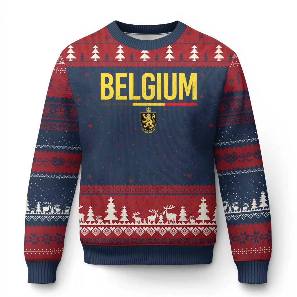 Belgium Belgian Flag Ugly Christmas Sweater Belgian Lion Coat of Arms Belgie Souvenir