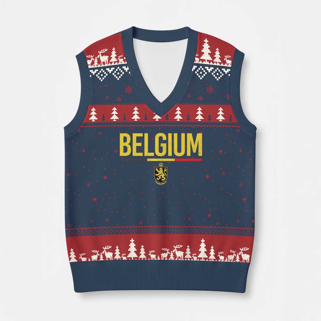 Belgium Belgian Flag V-Neck Knit Sweater Vest Belgian Lion Coat of Arms Belgie Souvenir