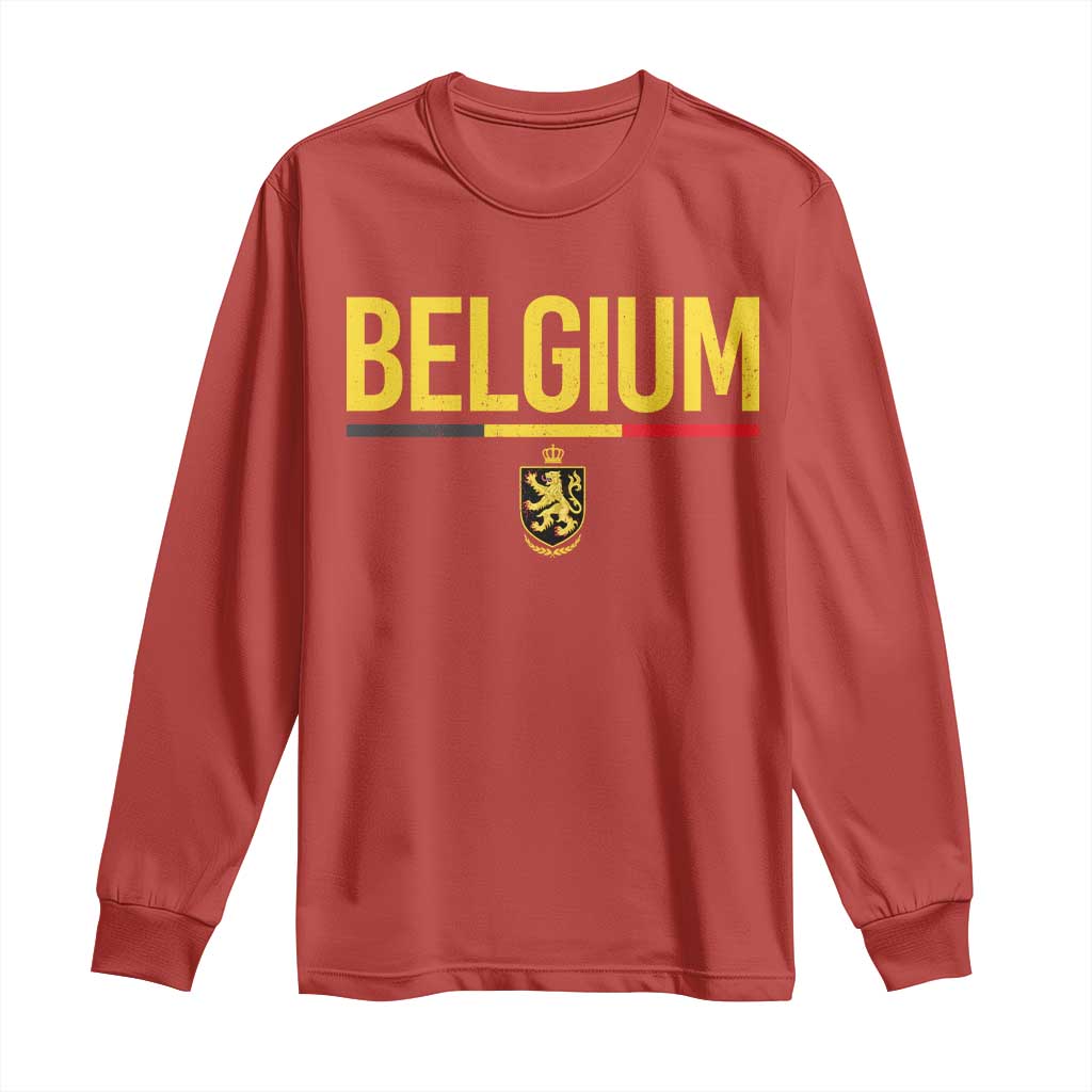 Belgium Belgian Flag Long Sleeve Shirt Belgian Lion Coat of Arms Belgie Souvenir