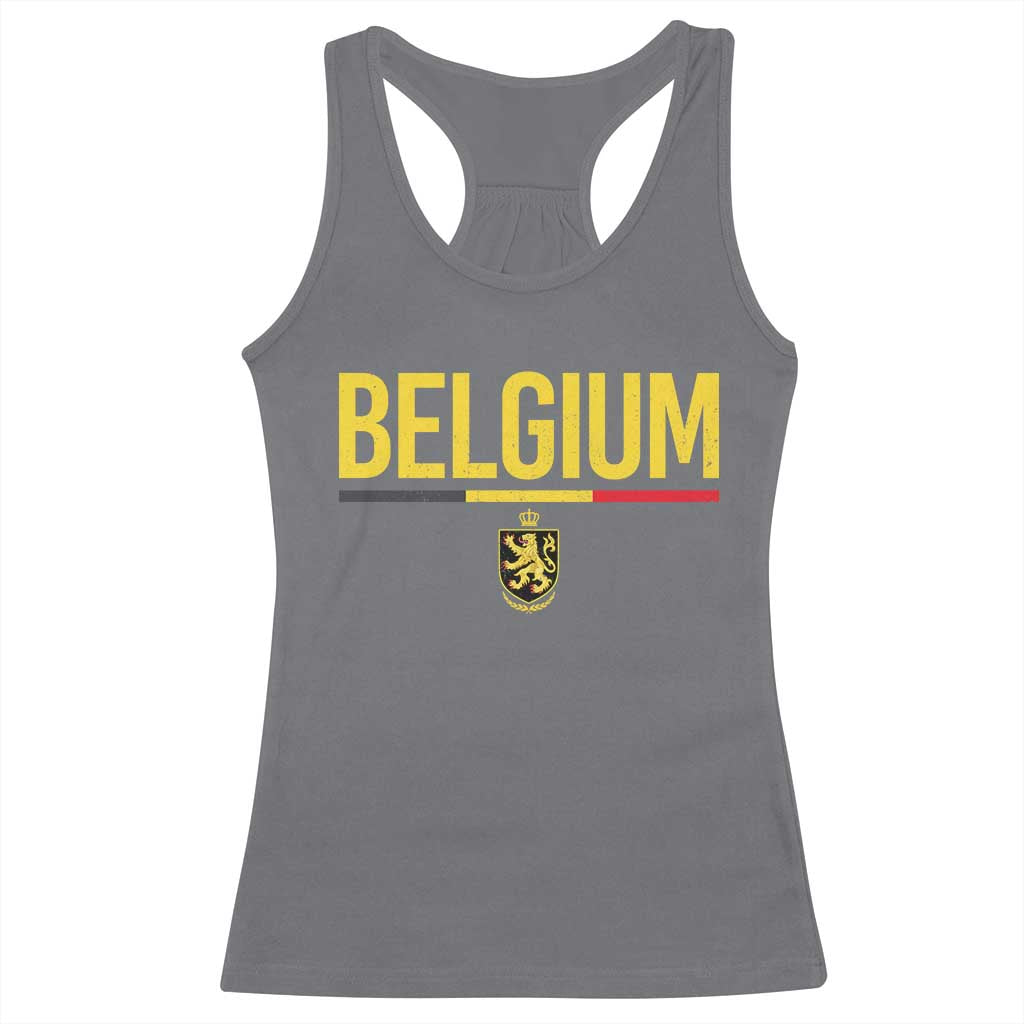 Belgium Belgian Flag Racerback Tank Top Belgian Lion Coat of Arms Belgie Souvenir