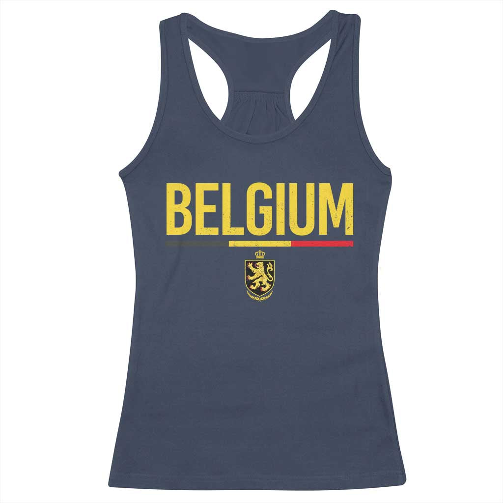 Belgium Belgian Flag Racerback Tank Top Belgian Lion Coat of Arms Belgie Souvenir