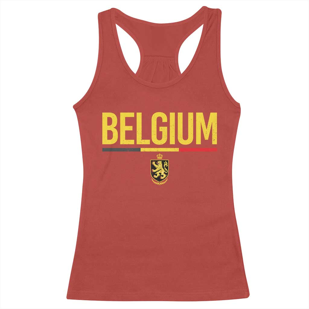 Belgium Belgian Flag Racerback Tank Top Belgian Lion Coat of Arms Belgie Souvenir