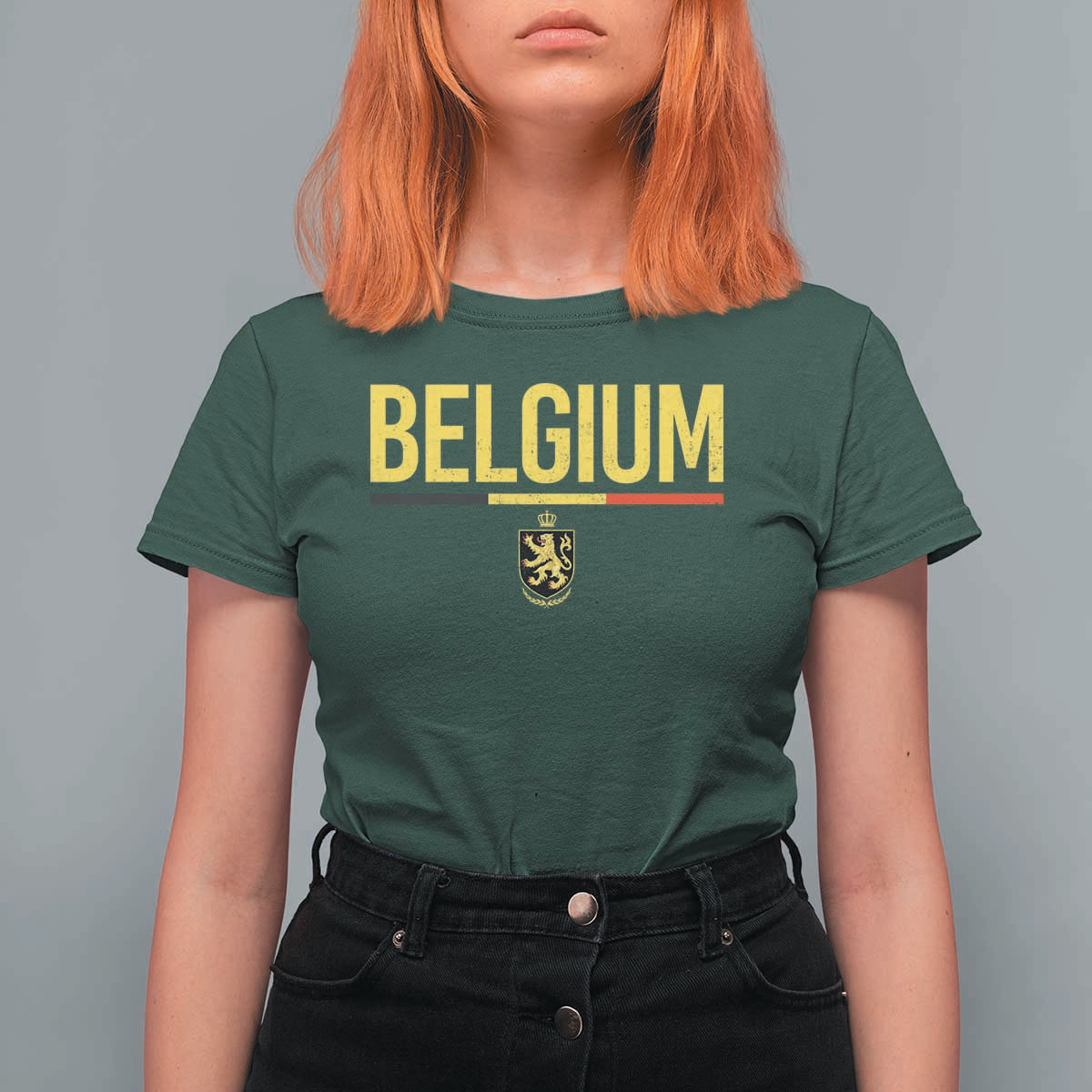 Belgium Belgian Flag T Shirt For Women Belgian Lion Coat of Arms Belgie Souvenir