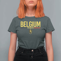 Belgium Belgian Flag T Shirt For Women Belgian Lion Coat of Arms Belgie Souvenir