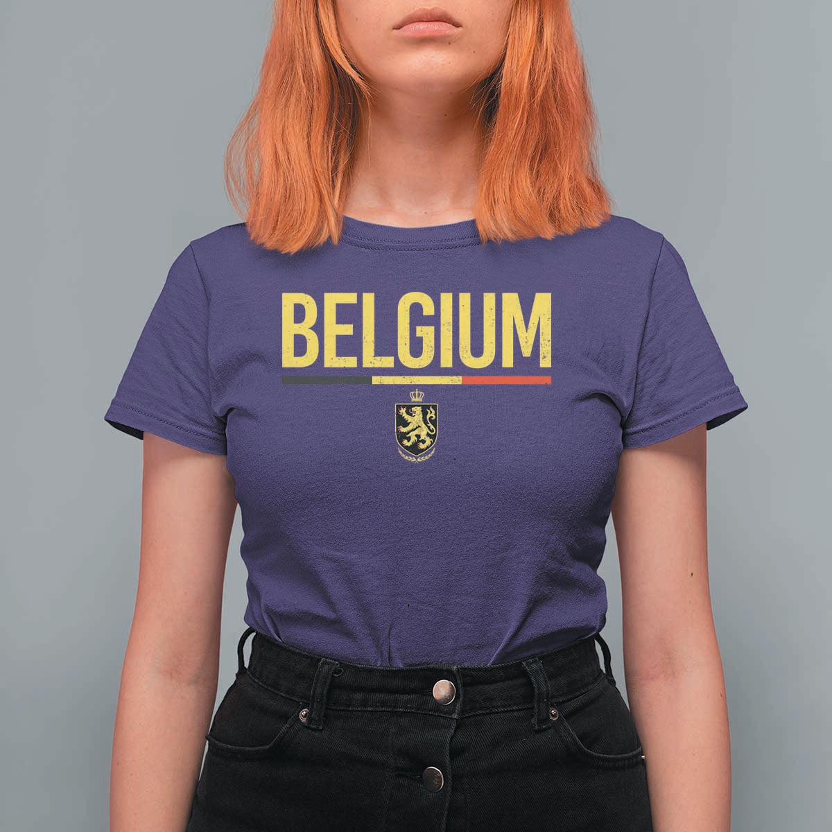 Belgium Belgian Flag T Shirt For Women Belgian Lion Coat of Arms Belgie Souvenir