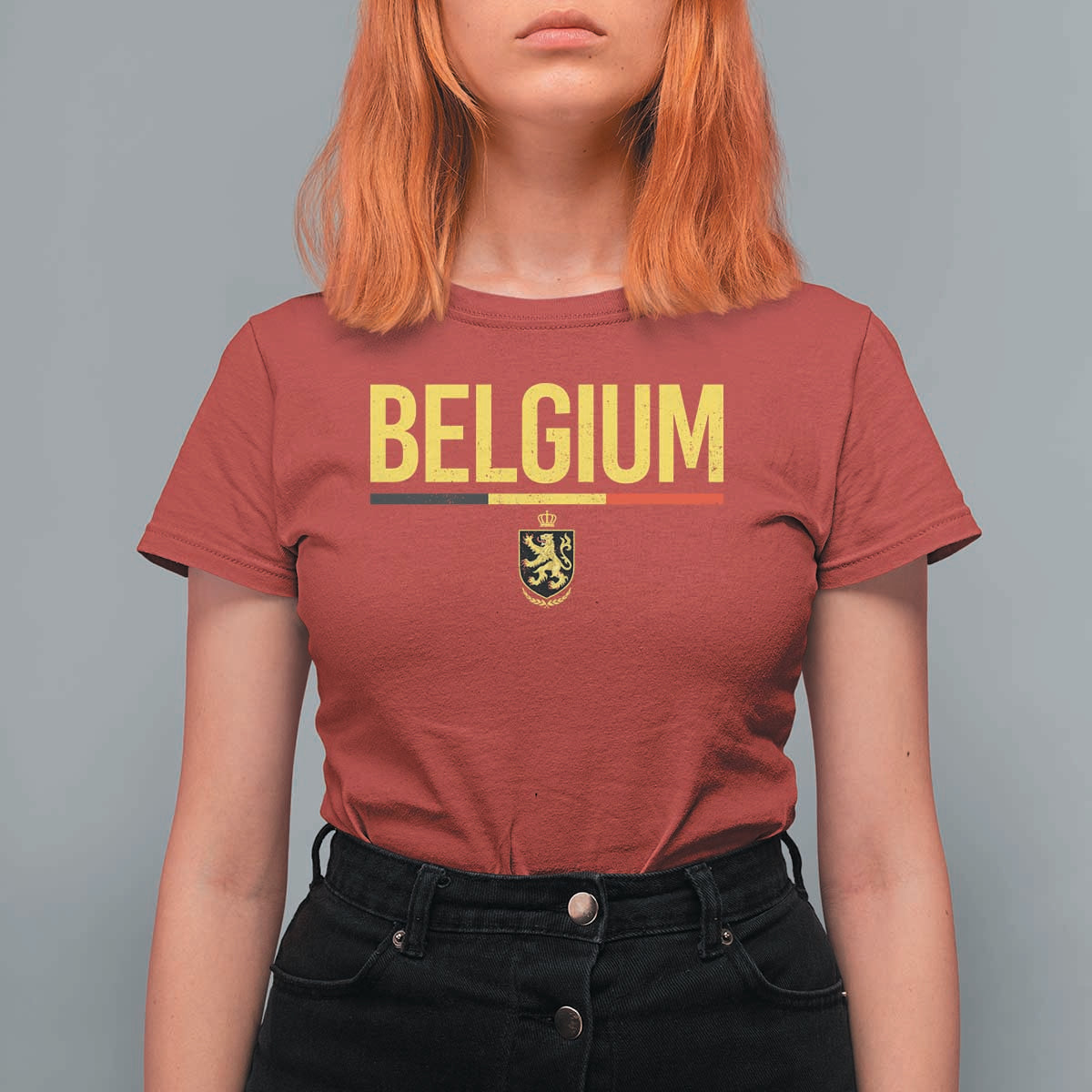 Belgium Belgian Flag T Shirt For Women Belgian Lion Coat of Arms Belgie Souvenir