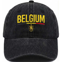 Belgium Belgian Flag Washed Cotton Baseball Cap Belgian Lion Coat of Arms Belgie Souvenir