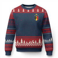 Belgium Football Crest Ugly Christmas Sweater Vintage Belgian Lion Crown Belgian Heritage