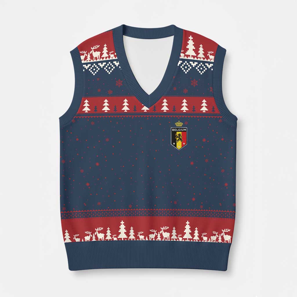 Belgium Football Crest V-Neck Knit Sweater Vest Vintage Belgian Lion Crown Belgian Heritage