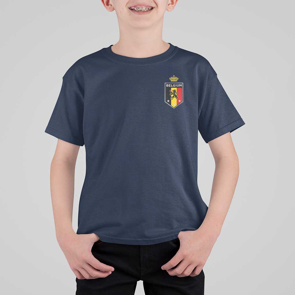 Belgium Football Crest T Shirt For Kid Vintage Belgian Lion Crown Belgian Heritage