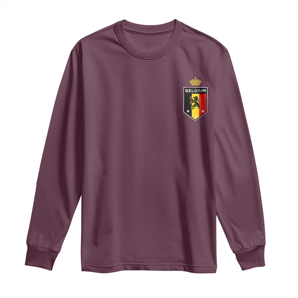 Belgium Football Crest Long Sleeve Shirt Vintage Belgian Lion Crown Belgian Heritage