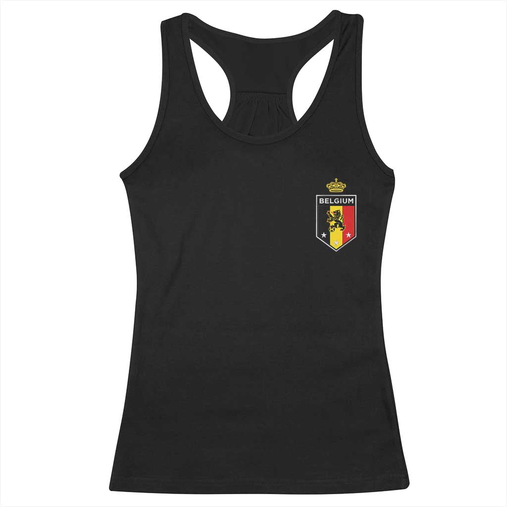 Belgium Football Crest Racerback Tank Top Vintage Belgian Lion Crown Belgian Heritage