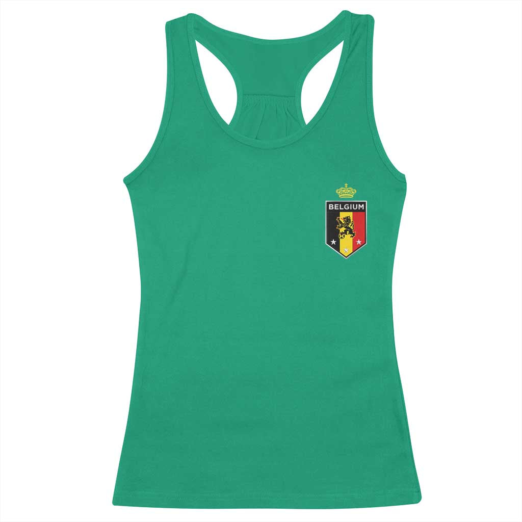 Belgium Football Crest Racerback Tank Top Vintage Belgian Lion Crown Belgian Heritage