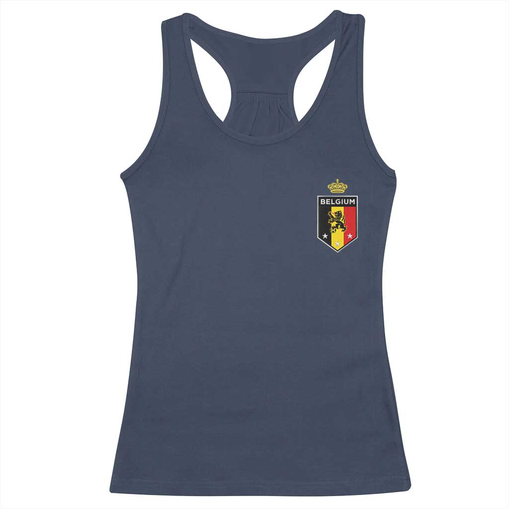 Belgium Football Crest Racerback Tank Top Vintage Belgian Lion Crown Belgian Heritage