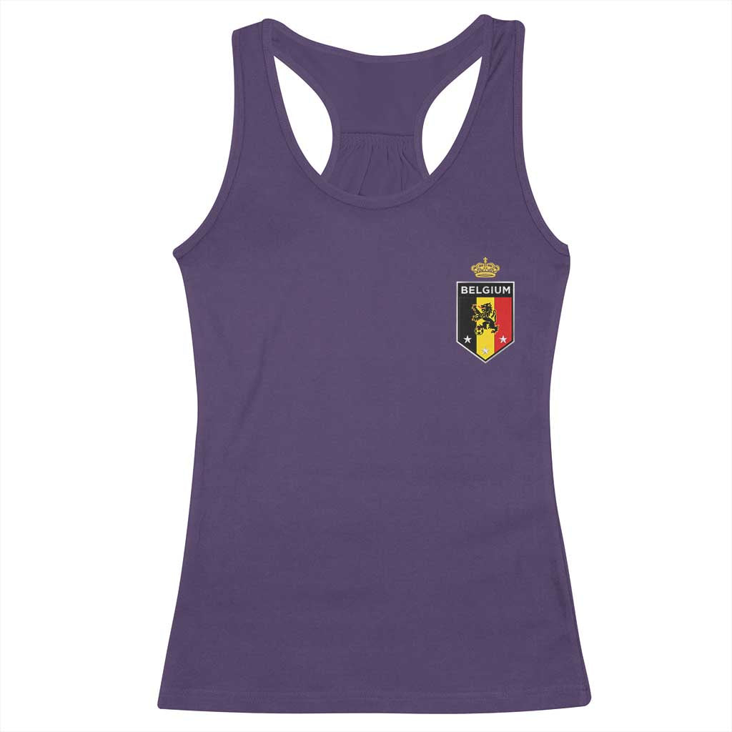 Belgium Football Crest Racerback Tank Top Vintage Belgian Lion Crown Belgian Heritage