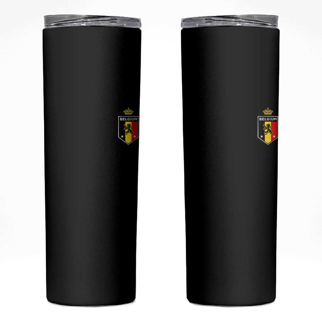 Belgium Football Crest Skinny Tumbler Vintage Belgian Lion Crown Belgian Heritage