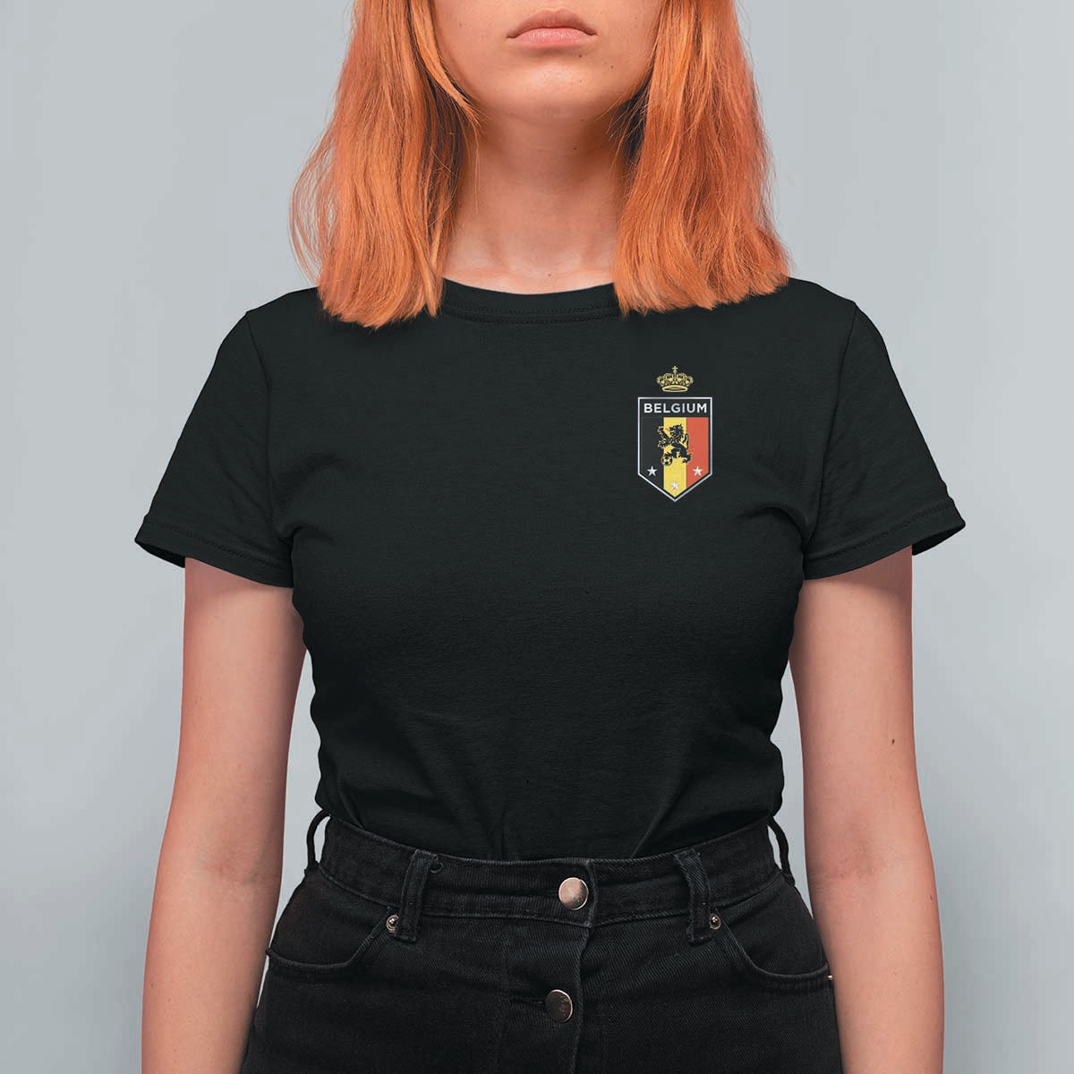 Belgium Football Crest T Shirt For Women Vintage Belgian Lion Crown Belgian Heritage