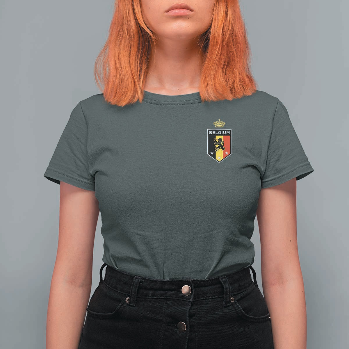 Belgium Football Crest T Shirt For Women Vintage Belgian Lion Crown Belgian Heritage