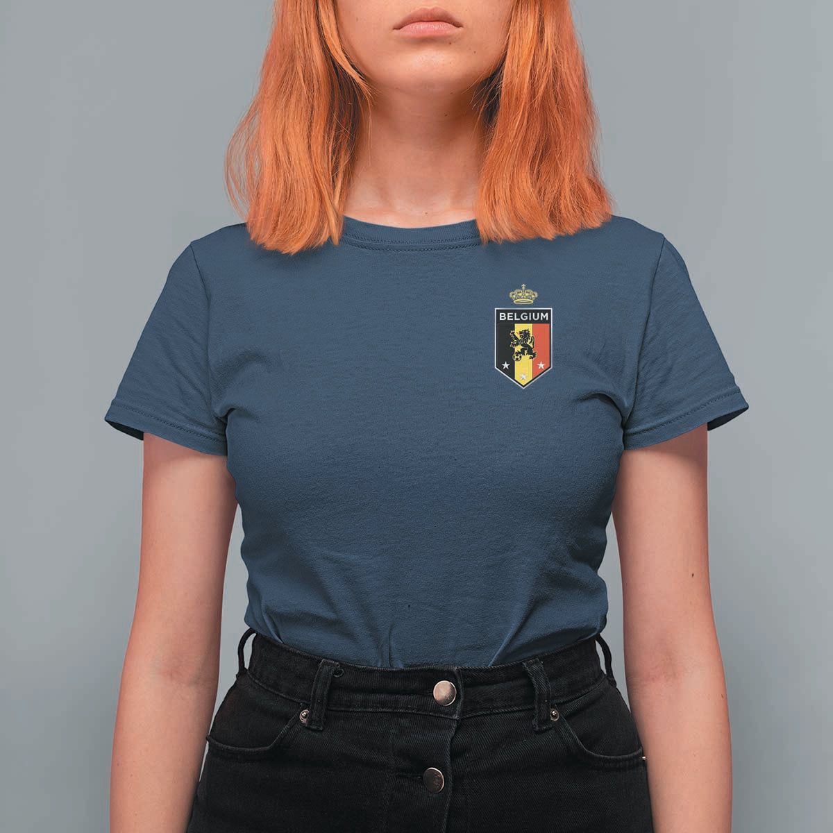 Belgium Football Crest T Shirt For Women Vintage Belgian Lion Crown Belgian Heritage