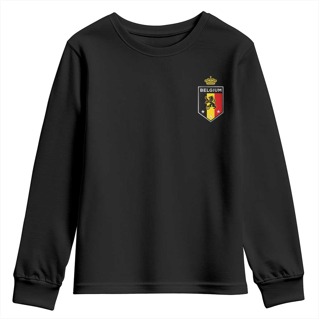 Belgium Football Crest Youth Sweatshirt Vintage Belgian Lion Crown Belgian Heritage