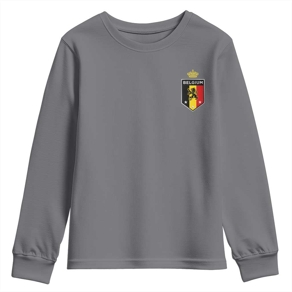 Belgium Football Crest Youth Sweatshirt Vintage Belgian Lion Crown Belgian Heritage