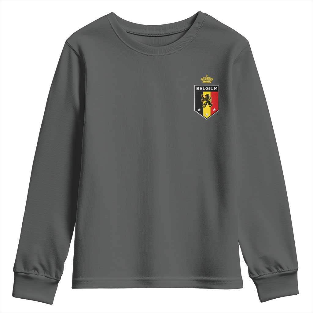 Belgium Football Crest Youth Sweatshirt Vintage Belgian Lion Crown Belgian Heritage