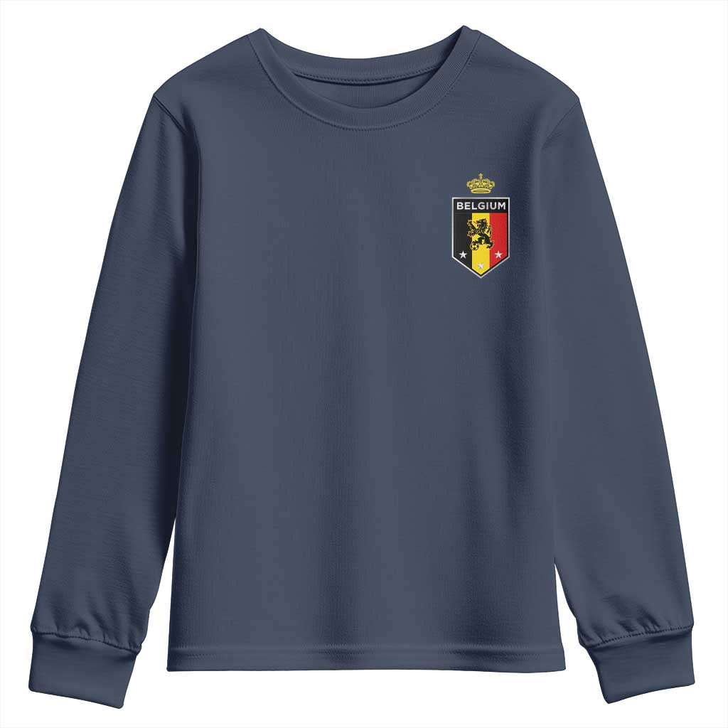 Belgium Football Crest Youth Sweatshirt Vintage Belgian Lion Crown Belgian Heritage