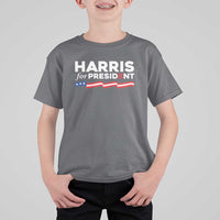 Harris For President T Shirt For Kid Election Campaign 2024 American Flag - Wonder Print Shop