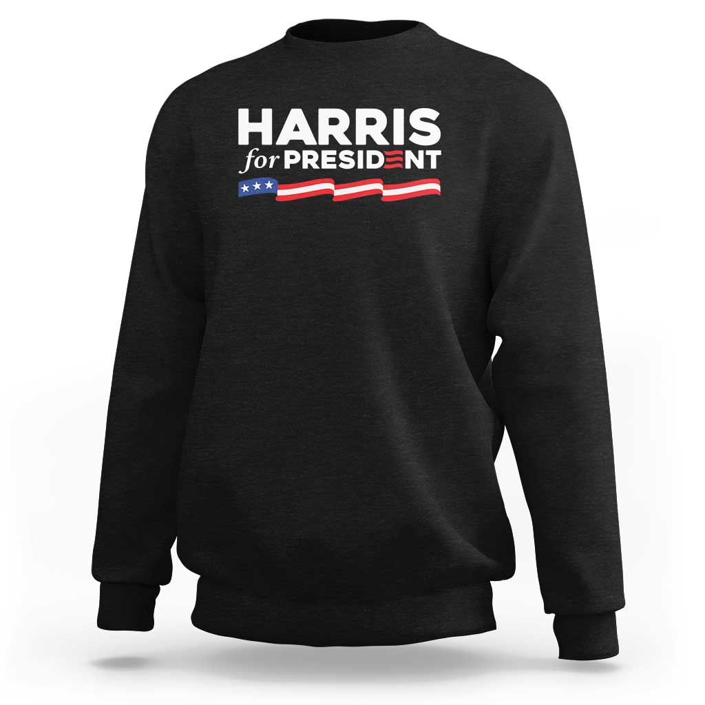 Harris For President Sweatshirt Election Campaign 2024 American Flag - Wonder Print Shop