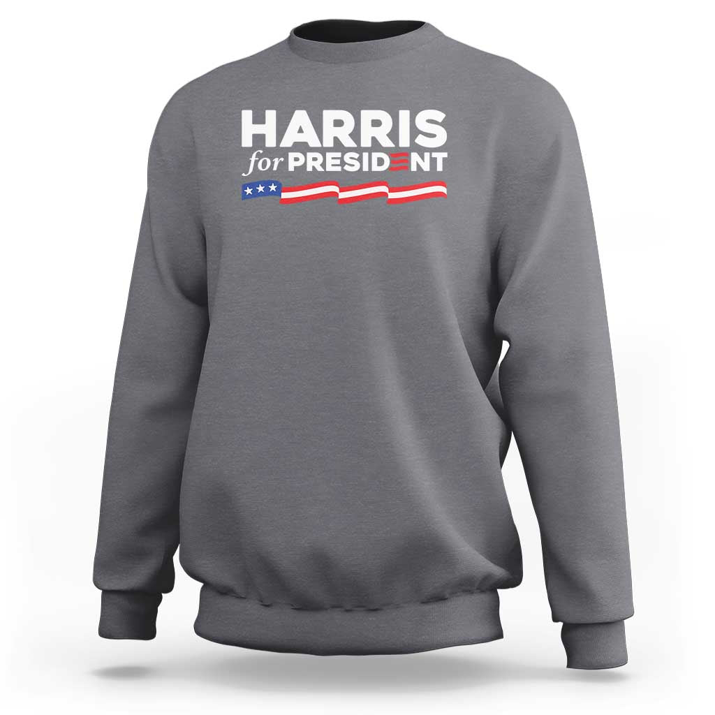 Harris For President Sweatshirt Election Campaign 2024 American Flag - Wonder Print Shop