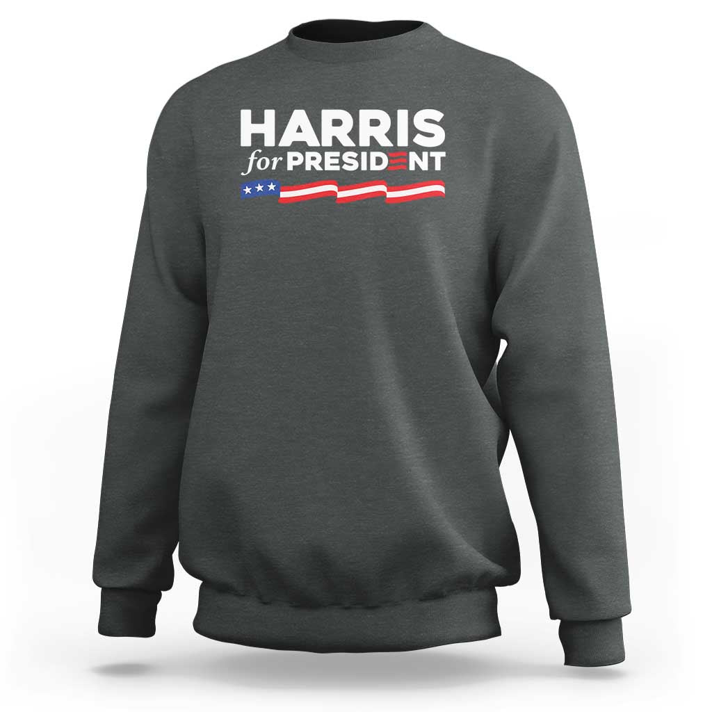 Harris For President Sweatshirt Election Campaign 2024 American Flag - Wonder Print Shop