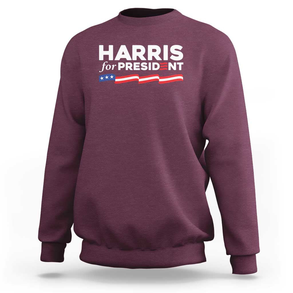 Harris For President Sweatshirt Election Campaign 2024 American Flag - Wonder Print Shop